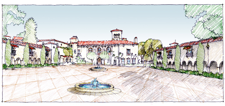 Casa Dorinda Master Plan Project, Plaza Perspective
